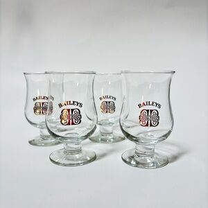 Vintage Baileys Shot Cordial Footed Glasses Gold Etched Celtic Knot 3oz Set of 4